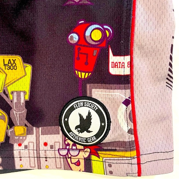 Flow Society Lacrosse Shorts Boys Medium Inventor Robots Scientist LAXT300 Lax - Picture 3 of 5